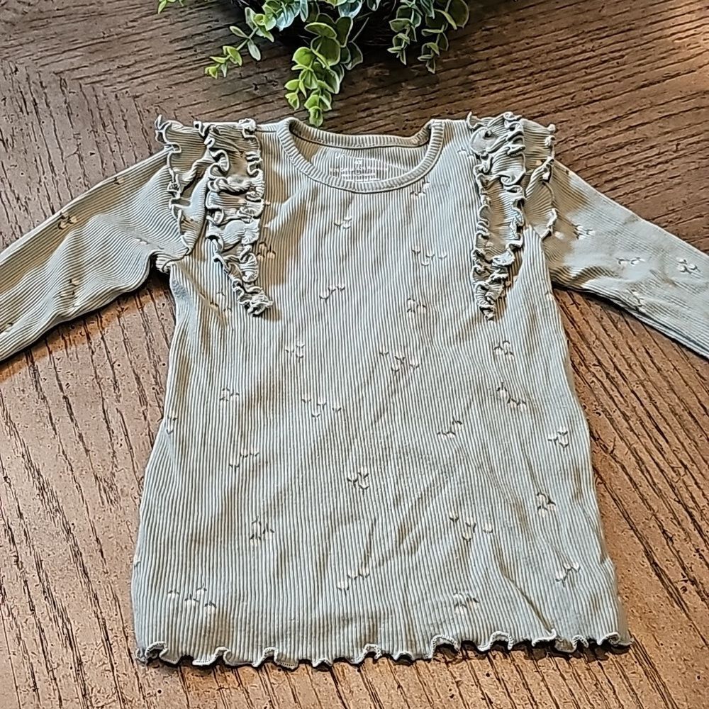 4t Floral Long Sleeve Ruffle Top Okie Dokie